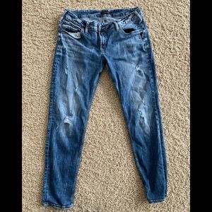 Silver Boyfriend distressed jeans. Size 32w 29L